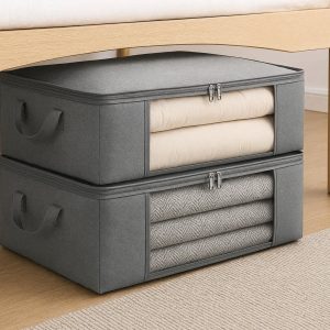 Heavy Duty Under Bed Storage Bags with Sturdy Frames Stackable Clothes Organizers for Small Spaces Blankets Pillows Closet Container