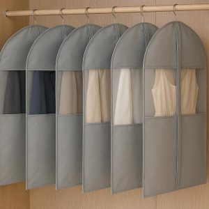 Hanging Wardrobe Storage Bags with Clear Windows Breathable Clothes Organizer for Closet Suits Coats Dresses Pack of Five