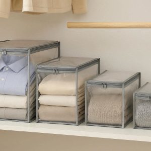 13 Clear Plastic Wardrobe Storage Bags with Zipper Heavy Duty Clothes Organizers for Dustproof Closet Shelf Organization Water Resistant