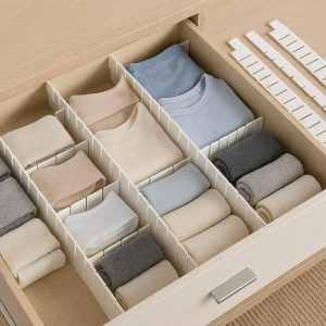 Plastic Expandable Drawer Dividers Adjustable Storage Organizers for Bedroom Dresser Clothes Socks Underwear Pack of Four