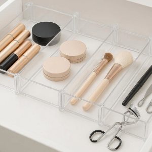 25 Clear Acrylic Drawer Dividers Adjustable Expanding Separators for Makeup Vanity Cosmetics Bathroom Office Supplies Organize