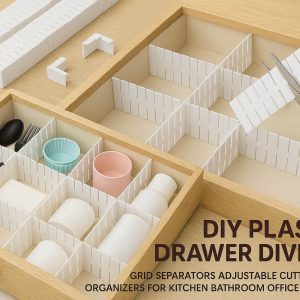 26 DIY Plastic Drawer Dividers Grid Separators Adjustable Cuttable Storage Organizers for Kitchen Bathroom Office Desk Cabinets