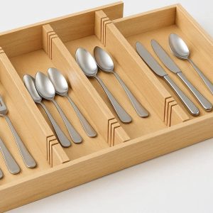 Shallow Drawer Dividers Expandable Separators for Kitchen Silverware Flatware Desk Office Stationery Makeup Vanity Drawers