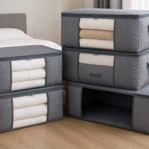 5 Large Underbed Storage Containers with Durable Handles Foldable Clothes Storage Bags for Closet Organization Comforters Blankets Bedroom Essential