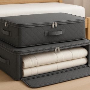 6 Collapsible Under Bed Storage Boxes with Two Way Zippers Heavy Duty Organizers for Blankets Linens Garments Space Saving Bag