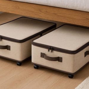 Rolling Under Bed Storage Containers with Reinforced Handles Fabric Bins for Bedroom Toy Storage Organizer Clothes Shoes Foldable Frame